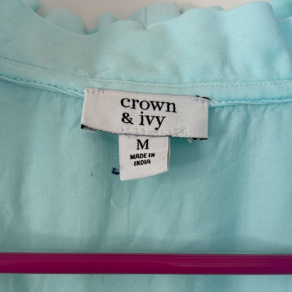Crown & Ivy Sky Blue Midi Dress with Ruffle Trim - Picture 2 of 4